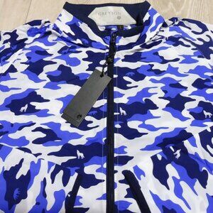GREYSON Mens M L XL TRAILWOLF JACKET CAMO COBALT BLUE PERFORMANCE WINDBREAKER